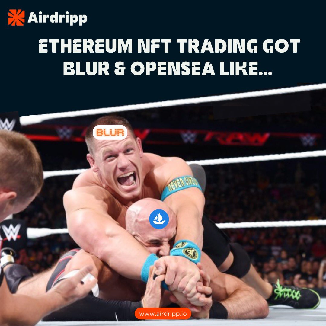Airdripp_io's tweet photo. In the past week, #Blur generated a whopping 💰$460 million in #Ethereum NFT trades, a 361% increase compared to the previous week📈, while #OpenSea saw only a 12% increase to $107 million 💥

Who do you think is going to win this battle to the top? 👊🏼🥊

#Airdripp #BlurAirdrop https://t.co/iqRz6A0e5C