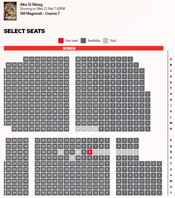 Seats as of this time for Ako Si Ninoy. Oh akala ko, madaming manonood? 😂😂😂