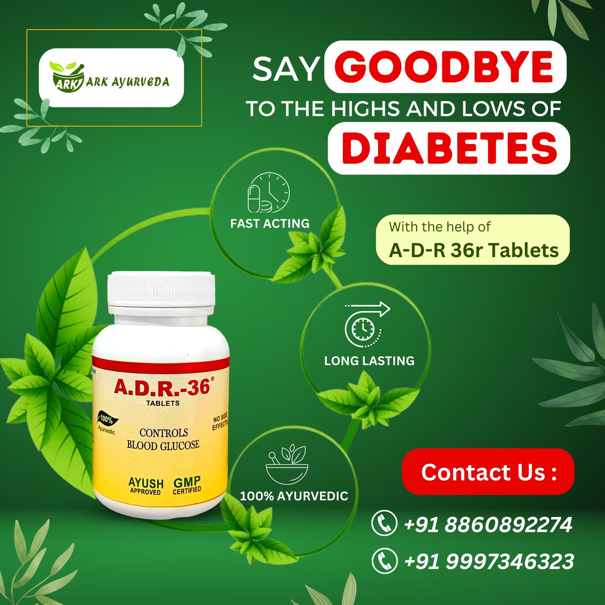 ArkAyurveda's tweet photo. Say GOODBYE to the highs and lows of DIABETES!!
.
with the help of " A.D.R. -36 ( tablets )"
.
Contact Us : 
📞+91 9997346323
📞+91 8860892274 
#diabetes #health #diabetic #diabetestype #diabetesawareness #stroke #diabetestipo #HealthAndWellness #herbal #insulin #healthylifestyle https://t.co/w4QQCs8FrQ
