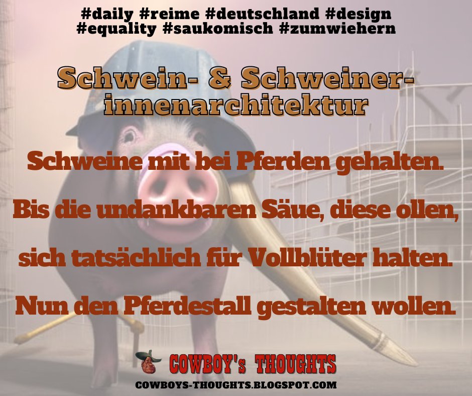 hiddencowboy's tweet photo. Schwein- &amp; Schweinerinnenarchitektur #daily #reime #deutschland #design #zumwiehern https://t.co/tzIK9YJL4R