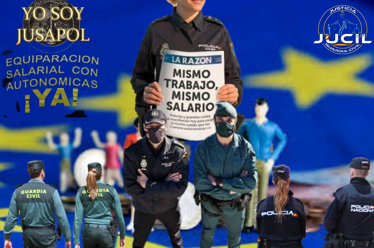 AlgecirasJucil's tweet photo. jucilnacional: Hoy Día Europeo de la Igualdad Salarial, denunciamos la brecha salarial y discriminación retributiva que el gobierno del @PSOE mantiene a las mujeres y hombres guardias civiles y policías nacionales con las policías autonómicas.
#22F
#DiaE… https://t.co/3u7jT6bNyI