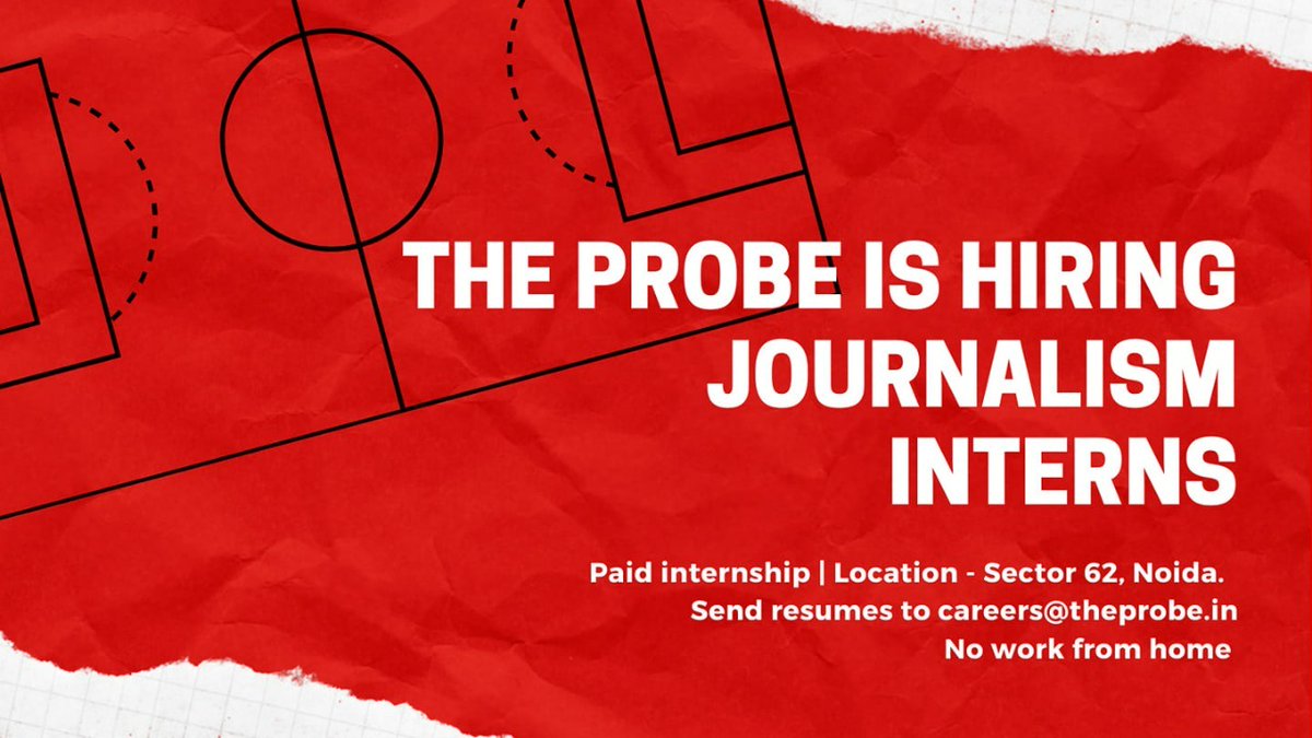 theprobeindia's tweet photo. WE ARE HIRING!
#TheProbe #Hiring #HIRINGNOW #HiringAlert #job #Jobs #JobAlert #journalismjobs #journalist #intern #journalismintern #videojournalist #videoeditor #cameraperson #ContentWriting #Writers #internships #noidajobs #delhincrjobs https://t.co/eCohgsBVwI