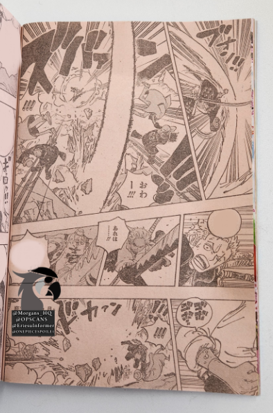 #ONEPIECE1076 SPOILER
Páginas 1 y 2

Kaku le ofrece sus condiciones a Luffy y este acepta feliz, al momento, S-Hawk ataca mostrando los poderes de la Supa-Supa