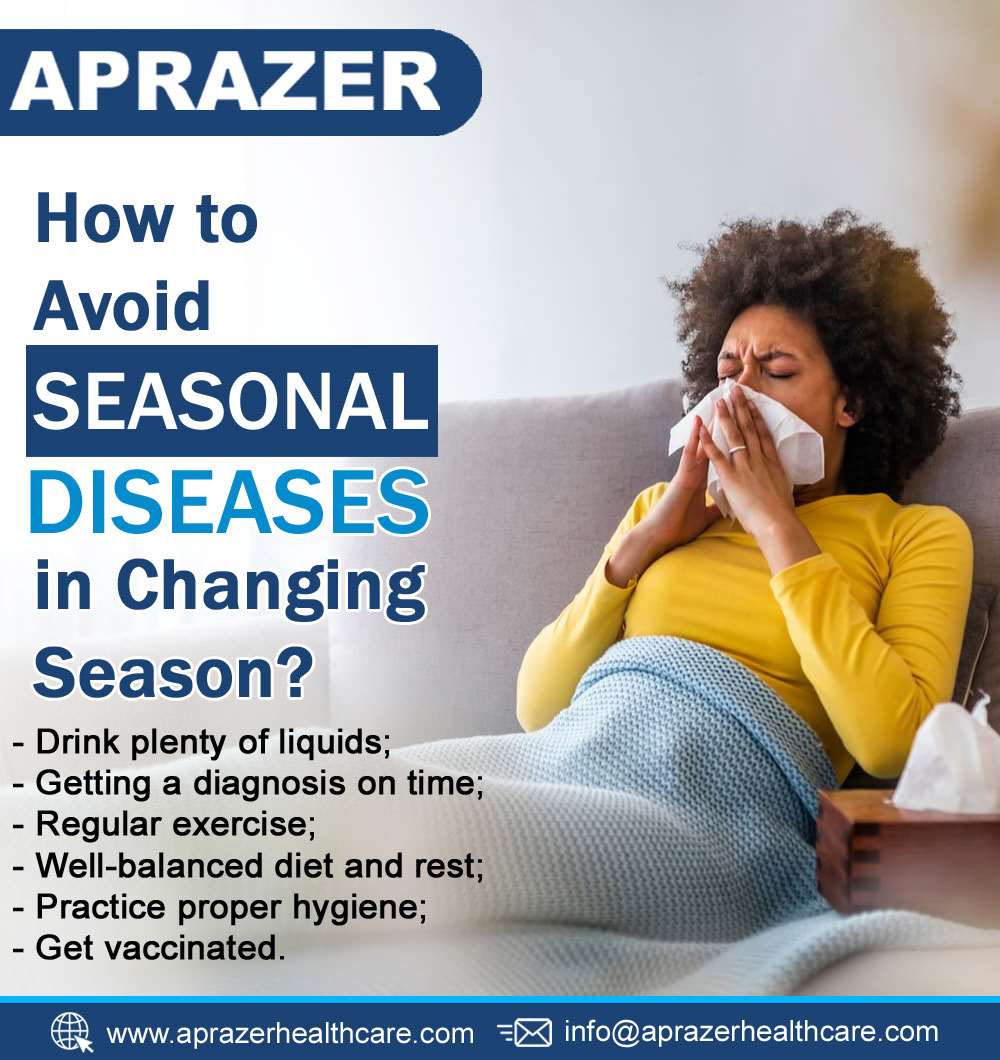 AprazerHealthc1's tweet photo. How to avoid seasonal diseases in changing season?
👉 Drink plenty of liquids;
👉 Getting a diagnosis on time;
👉 Regular exercise;
👉 Well-balanced diet and rest;
👉 Practice proper hygiene;
👉 Get vaccinated.

#aprazerhealthcare #aprazer #aprazercare #healthcare #health https://t.co/MW3Ln0WVz9