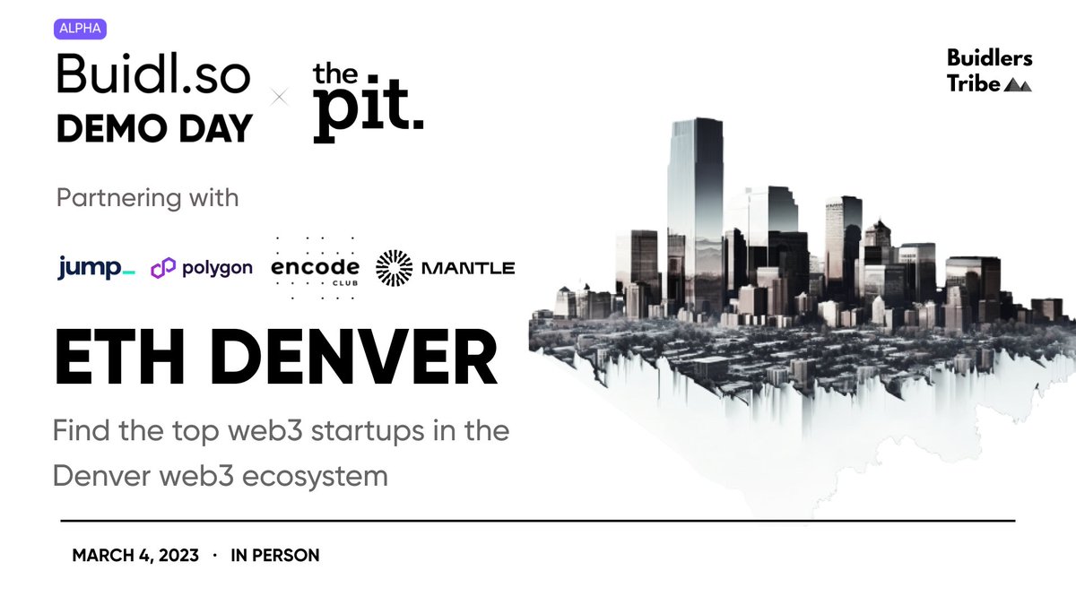 Rabble (@0xrabble) on Twitter photo ๐ฅ๐ฅ We're coming to #ETHDenver for a Buidl.so Demo Day!
Partnering with <a href="/jump_/">Jump Crypto ๐ฅ๐๐ป</a> <a href="/0xPolygon/">Polygon</a> <a href="/encodeclub/">Encode Club</a> & <a href="/0xMantle/">Mantle Network</a>
Pitch to the best investors from the ๐ in one room!
Founders and Investors register here ๐๐ป buidl.so/buidlso-demo-dโฆ ๐ฅ๐ฅ We're coming to #ETHDenver for a Buidl.so Demo Day!
Partnering with <a href="/jump_/">Jump Crypto ๐ฅ๐๐ป</a> <a href="/0xPolygon/">Polygon</a> <a href="/encodeclub/">Encode Club</a> & <a href="/0xMantle/">Mantle Network</a>
Pitch to the best investors from the ๐ in one room!
Founders and Investors register here ๐๐ป buidl.so/buidlso-demo-dโฆ