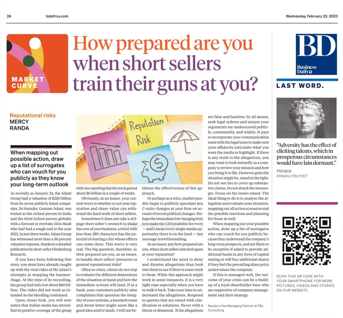 I wrote a quick-read article on reputation risk management. Some quick lessons that I have picked over the years working with clients are shared below 1/7