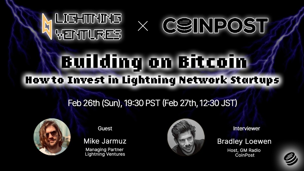 CWWWm3 (@cwwwm3) on Twitter photo 📣Next week's first #GMRadio will feature Lightning Ventures (<a href="/ltngventures/">Lightning Ventures</a>), a #Bitcoin-focused VC!
👥Our guest will be Managing Partner <a href="/MikeJarmuz/">Mike Jarmuz ⚡️Muzz ⚡️</a>.
🎙️Tune in for an inside perspective on the BTC ecosystem and investing in Lightning Network startups!
x.com/i/spaces/1ynKO… 📣Next week's first #GMRadio will feature Lightning Ventures (<a href="/ltngventures/">Lightning Ventures</a>), a #Bitcoin-focused VC!
👥Our guest will be Managing Partner <a href="/MikeJarmuz/">Mike Jarmuz ⚡️Muzz ⚡️</a>.
🎙️Tune in for an inside perspective on the BTC ecosystem and investing in Lightning Network startups!
x.com/i/spaces/1ynKO…