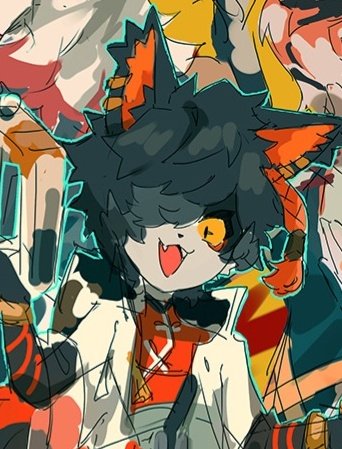 furry furry male male focus animal ears cat boy black hair hair over one eye  illustration images