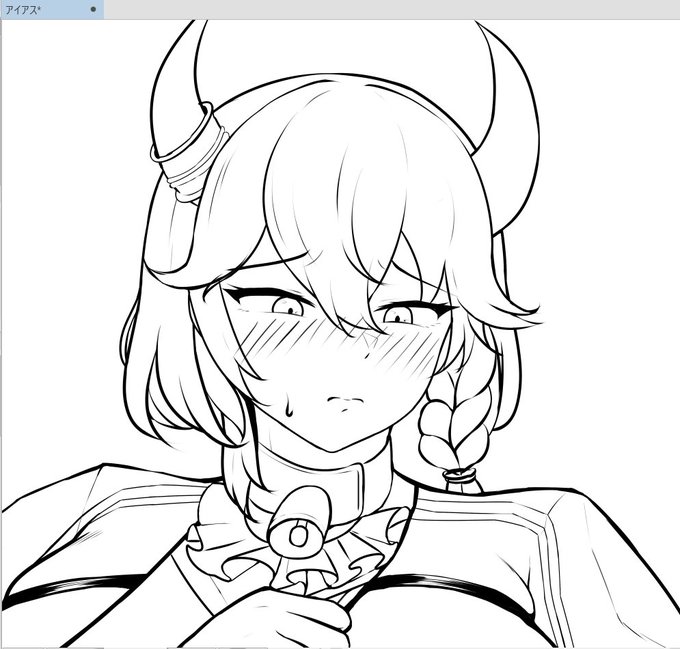 アイアスさんの線画終わったので労働いてきま～ 