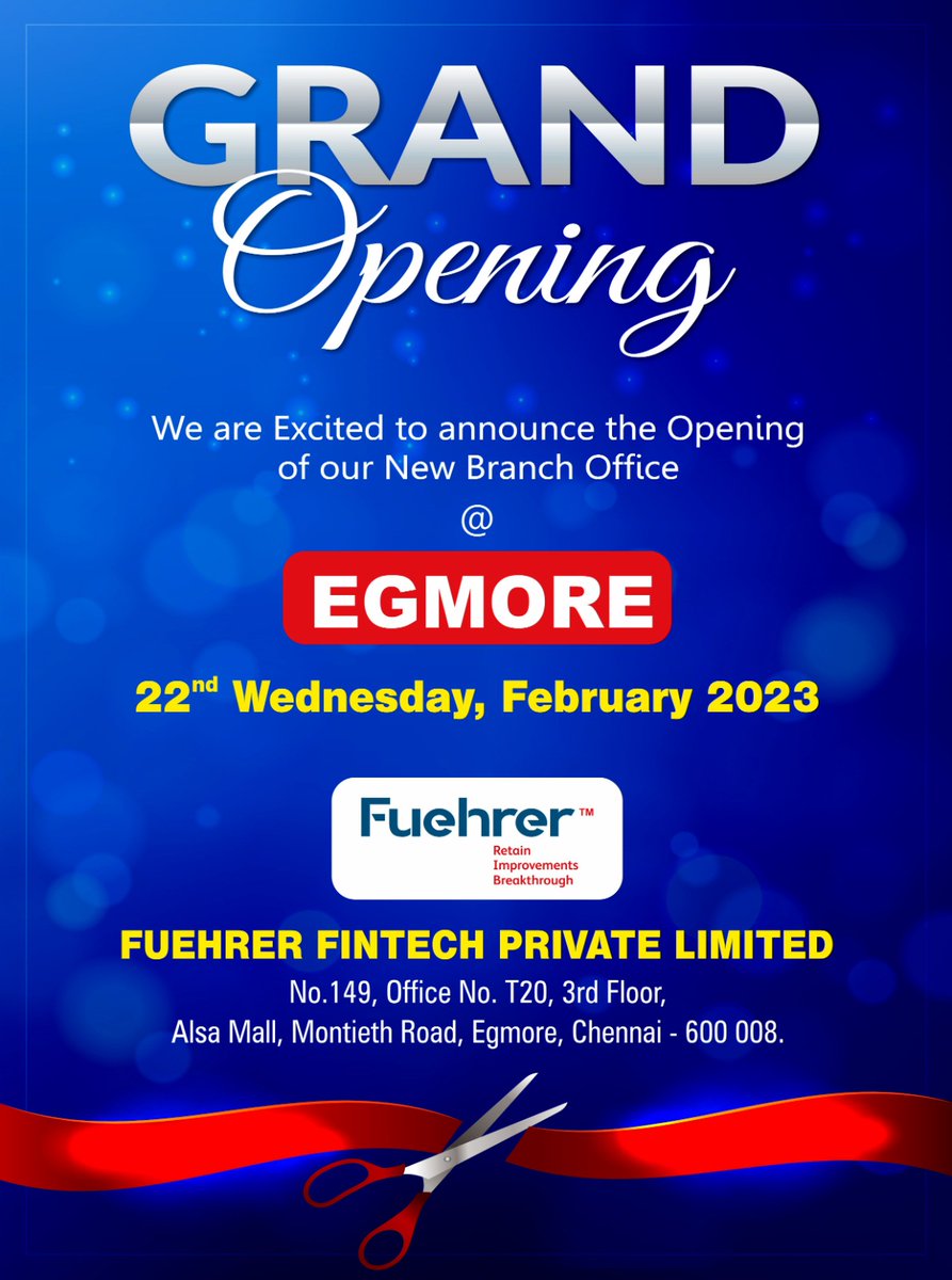 Fuehrer_fintech's tweet photo. Extending our services.....!!!
We are excited to announce the opening of new Branch Office #EGMORE 
@ICICIBank @HDFC_Bank
@KotakBankLtd @AxisBank @TheOfficialSBI #egmore #fuehrerdsa #fuehrerloan #Fastapproval #loanlenders #bestoffers #fuehrerfintech #loandsa #Fuehrer #ICICI #loan https://t.co/3UO73EZ612