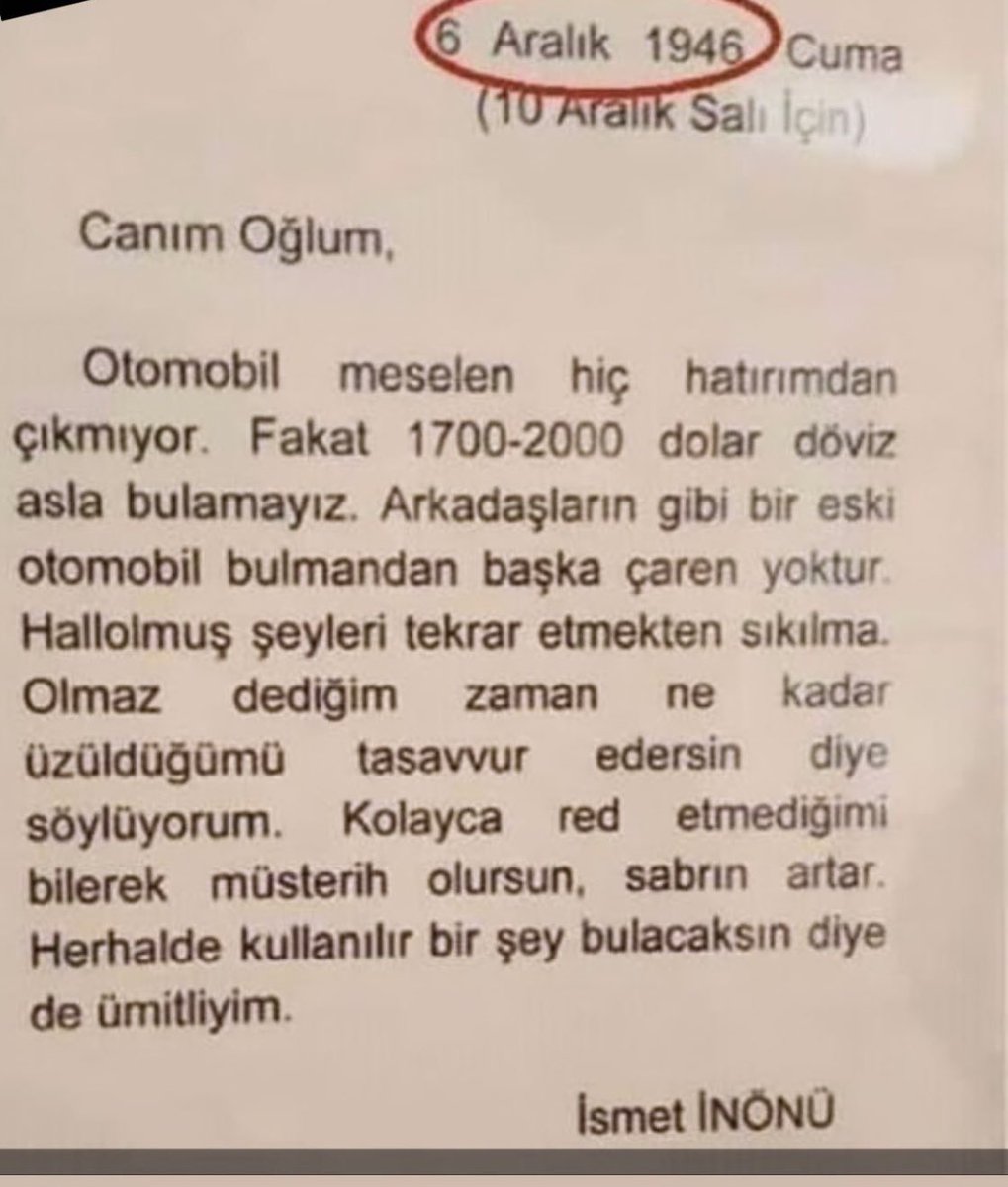 Şu dile, şu ahlaka bakar mısınız? 77 yıl önce İsmet İnönü’den Oğlu Erdal’a…(<a href="/bariskeskintv/">Barış Keskin 🦅</a> paylaşmıştı, ondan aldım)