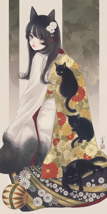 《新作》「猫又『小菊』」※タップ推奨 #猫の日 