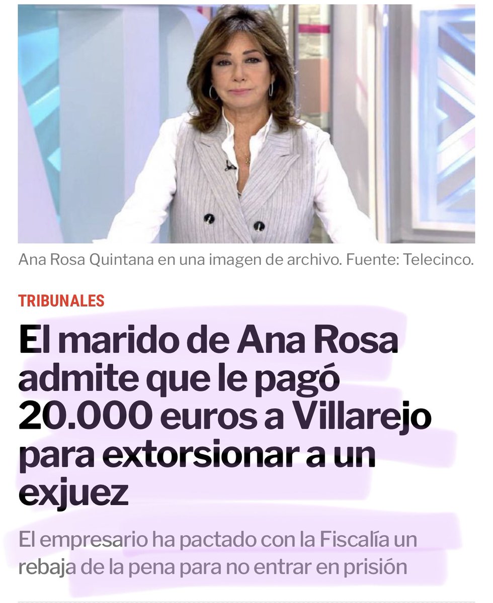 protestona1's tweet photo. Que la única “empleada” de Mediaset a la que no prohíben hablar de política, sea una ultraderechista plagiadora, asesora e íntima amiga de Villarejo, casada con un delincuente confeso, dice mucho de la línea editorial de la cadena… https://t.co/7zgJVMn3nq