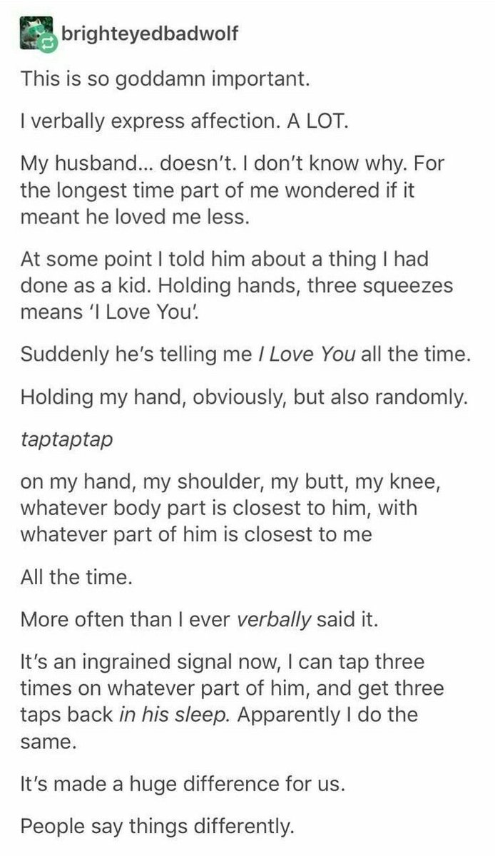 BDaveWalters's tweet photo. It was a VERY long time before I understood that some people just can't verbally express their feelings easily. 

I say 'I love you' as easy as hello. https://t.co/8d4UPSrVAQ