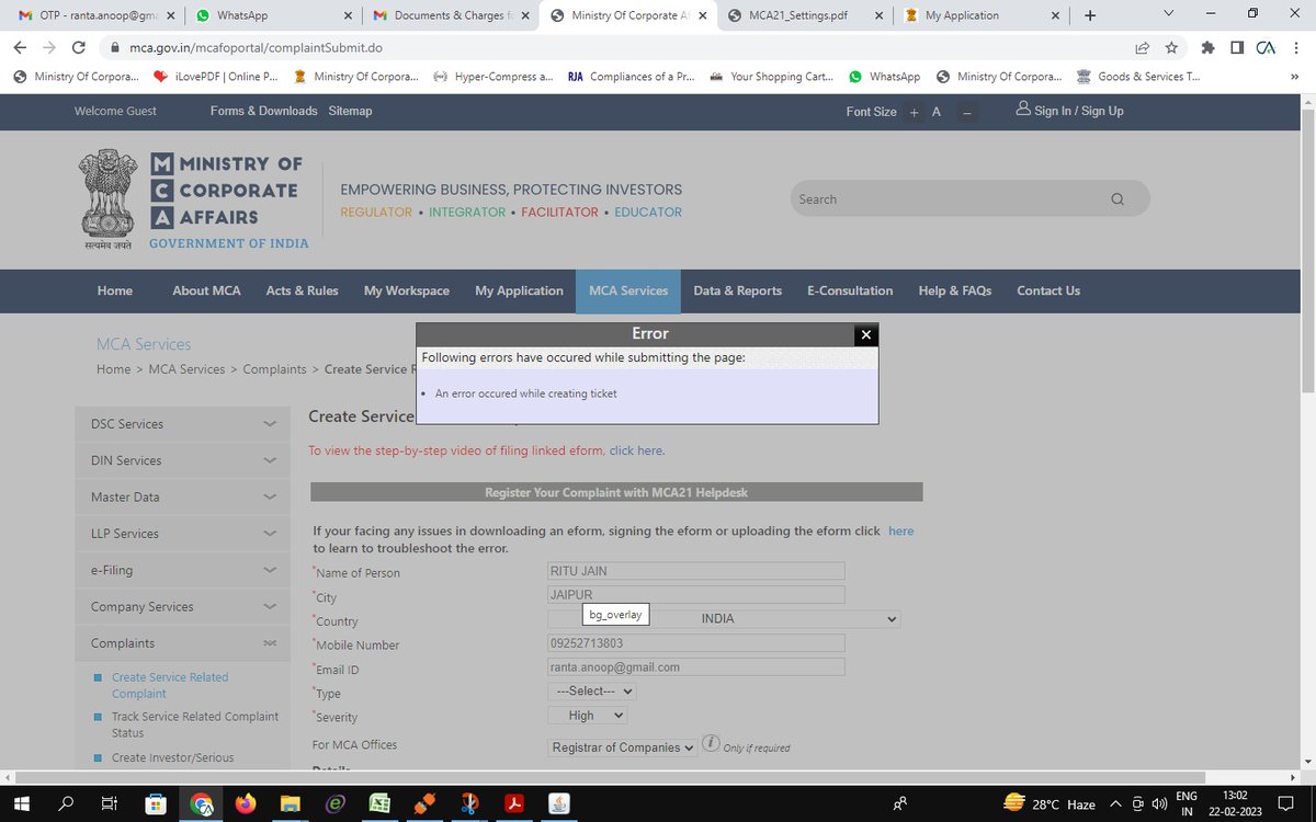 muskanchandak01's tweet image. DEAR MCA @MCA21India #MCA EVEN AFTER A LOT OF ATTEMPTS AND PROCEDURE WE ARE UNABLE TO ASSOCIATE DSC, DUE TO WHICH OUR WORKING HAS BEEN DISTURBED AND HAVE TO FACE  PENALTIES
KINDLY PROVIDE US WITH THE SOLUTIONS.
Also not even able to raise a ticket 
#DSCissue #mca @MCA21India