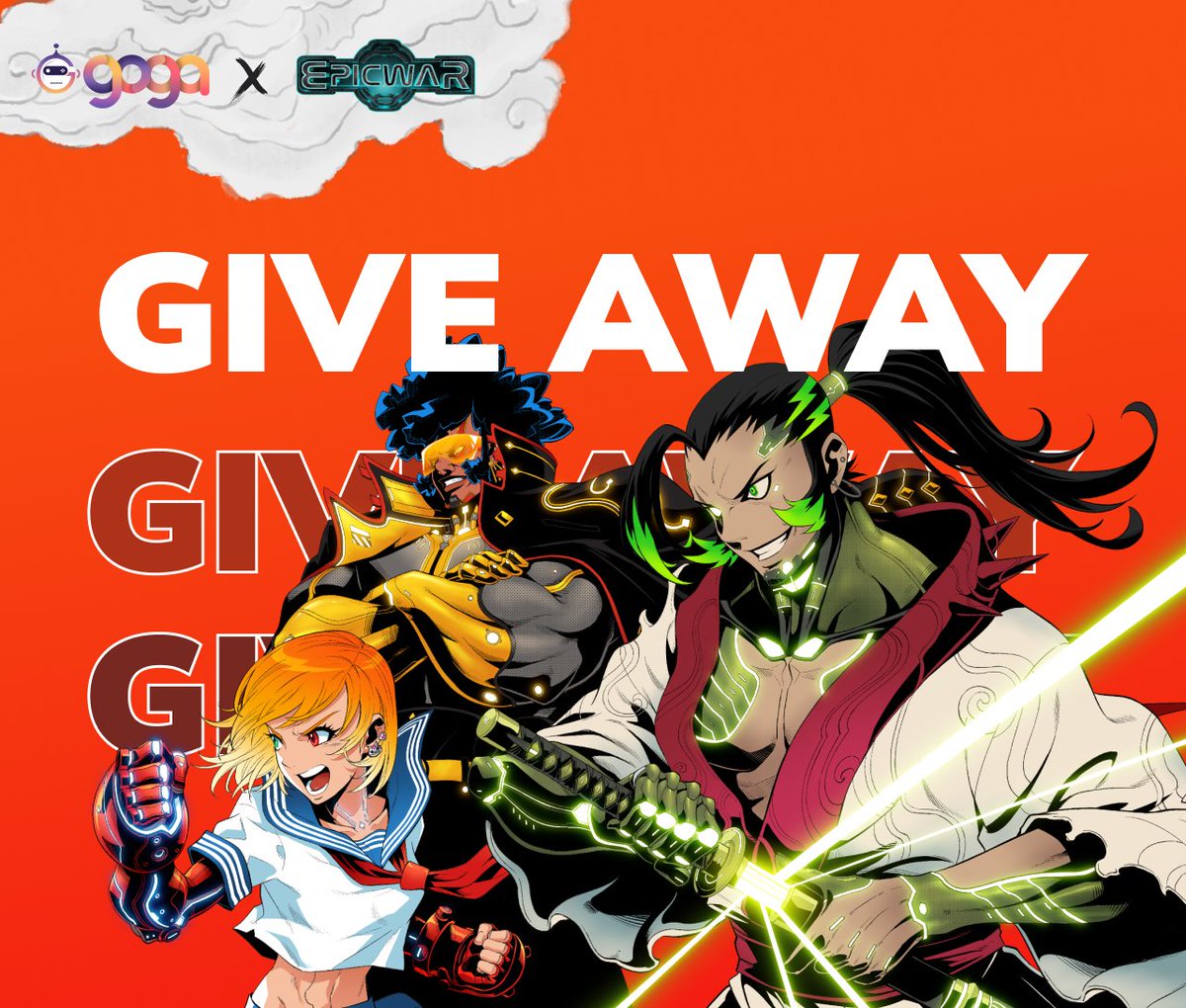 EPIC WAR x GOGA Partnership Giveaway🔥 We are giving away 10 OASYX Genesis NFTs worth $1000 to 10 lucky winners! To enter: 1️⃣ Follow @goga_app & @the_epic_war 2️⃣ RT + Like + Tag friends 3️⃣ Complete quests: app.quest3.xyz/quest/74226789… Referral: forms.gle/rfLyFWybuE5GfQ… ⏰6 days