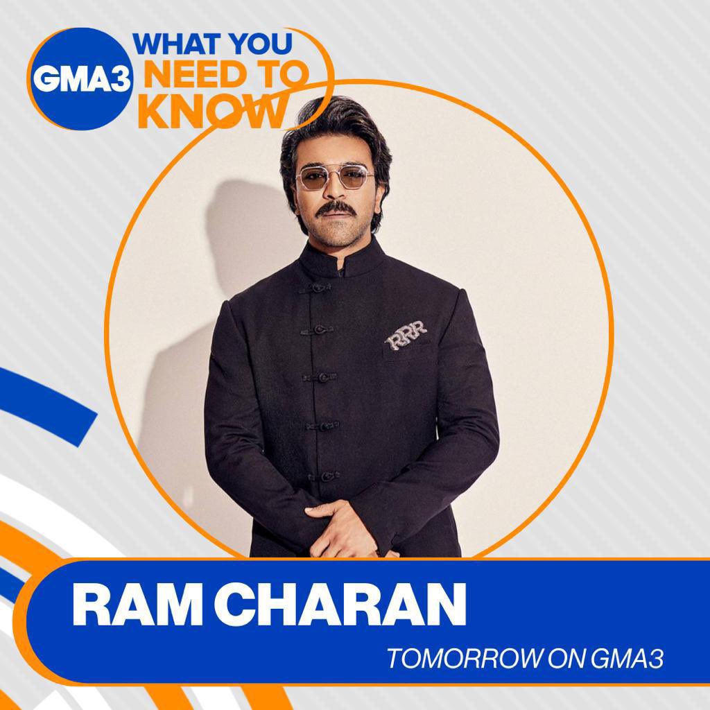 purvs3's tweet image. This is exceptional ! To be featured in #GoodMorningAmerica
Cannot wait for RAMji @AlwaysRamCharan to impress international audience with his charm and humility 🥰 

#GoRC 

#RamCharan