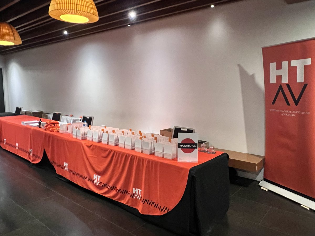 The plenary room ready &amp; waiting for over 300 VCE History teachers to share in an inspiring day of PL at our biggest gathering of the year tomorrow at the HTAV VCE History Conference and Examination Reports #htavvcecon23 Can’t wait to welcome you all