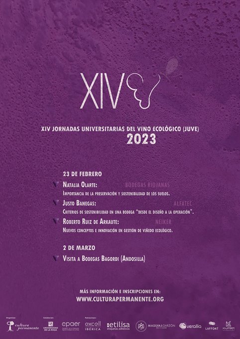 unirioja's tweet photo. ✔️ Mañana se celebran las XIV Jornadas del Vino Ecológico de la UR y @cpermanente 
❗Apúntate ya❗ 

Roberto Ruiz de Arkaute, @neiker_BRTA
Natalia Olarte, @bodegasriojanas
Justo Banegas, #ALFATEC

🕛 16.30 h
🏛️ Quintiliano

📝 https://t.co/g2LlI3DP0N
➕ℹ️ https://t.co/6SKh0o4V7j https://t.co/Xeq3aIg6t3