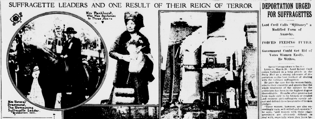 It's 1918, and correspondents from the New York Sun report on the Suffragette "reign of terror" in Britain. According to Lord Cecil, their militancy was a "modified form of anarchy"
#interesting #media #History #women #anarchy #terrorism #Headlines #Fear #USA 
<a href="/librarycongress/">Library of Congress</a>