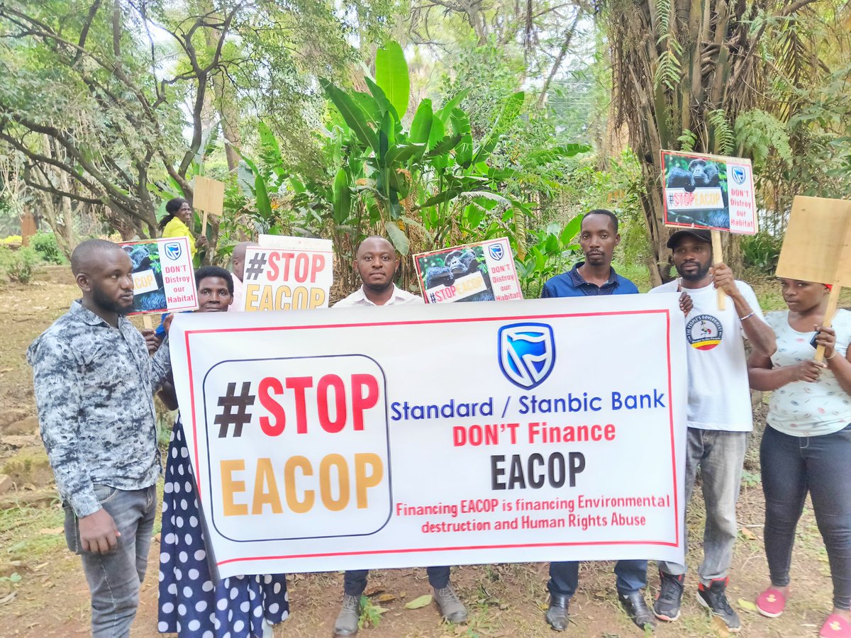 Activists today gathered &amp; called on financial institutions not to fund EACOP.