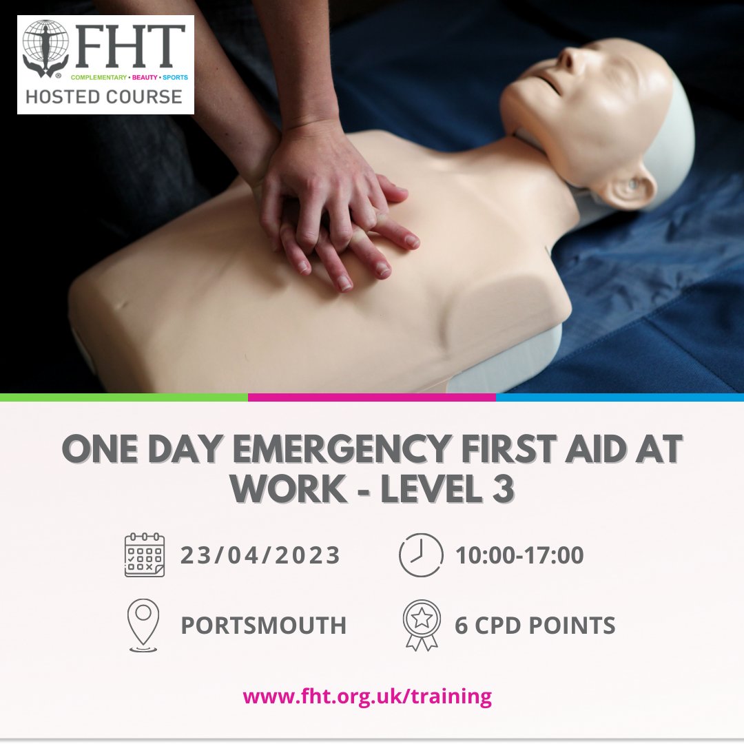FHT (@fht_org) on Twitter photo Book your place on our 1 day accredited Level 3 Emergency First Aid at Work course! This course is for work and insurance purposes, however you will learn vital life skills that can be used in any environment. 
Find out more at fht.org.uk/training Book your place on our 1 day accredited Level 3 Emergency First Aid at Work course! This course is for work and insurance purposes, however you will learn vital life skills that can be used in any environment. 
Find out more at fht.org.uk/training