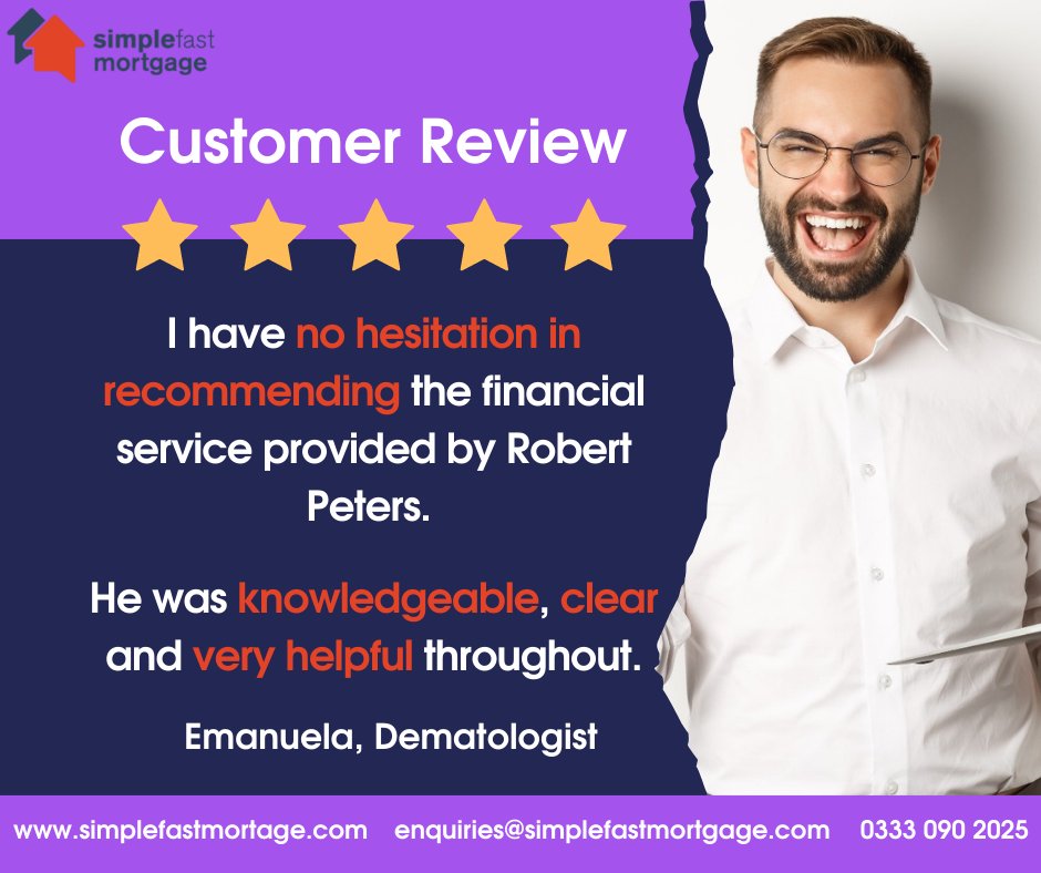 simplefastmort's tweet image. "He was knowledgeable, clear and very helpful throughout."

Thank You, Emanuela!

☎️ 0333 090 2025
💻 enquiries@simplefastmortgage.com
🌐 bit.ly/3rZ67ch

#googlereviews #5starreview #simplefastmortgage #complexmortgages #ukproperty #mortgageadvice #mortgagebroker