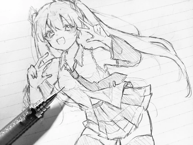 ミクちゃん!ピース!!!   #初音ミク 