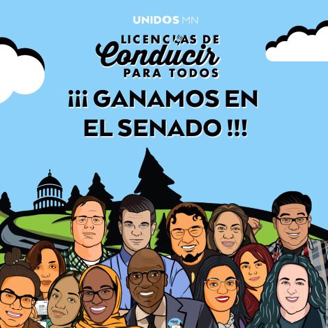 UnidosMN's tweet photo. #DL4All passes the Minnesota Senate!One of the most progressive proposals will be soon on Governor Walz’s desk! #SinPapelesSinMiedo #ConLicenciaConPoder https://t.co/n4SM9JUlwE