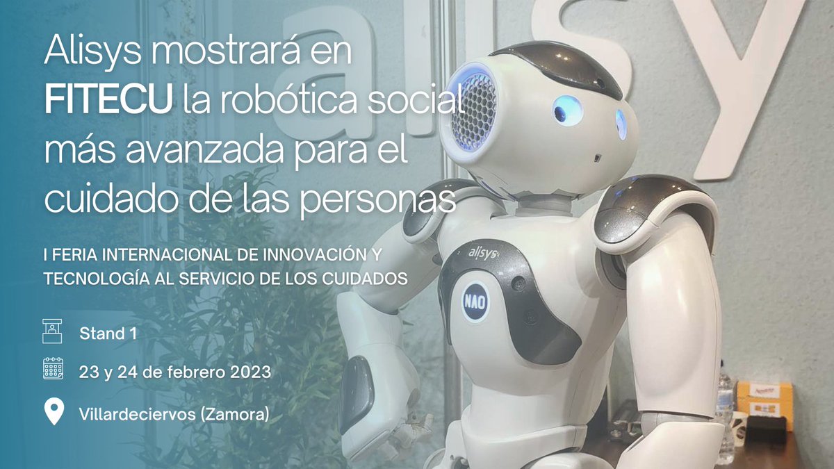 alisys's tweet photo. ¡Todo listo para @fitecu! Mañana estaremos en el Pab. Multiusos de #Villardeciervos #Zamora con los robots sociales #Furhat #NAO y #AlphaMini:
📍Stand 1
📣A las 13:20 “Mesa de reflexión y experiencias #IA y robótica social” con Jorgina Díaz.
¡Os esperamos! https://t.co/GXQPVF2rgv https://t.co/5imQl1Aczf