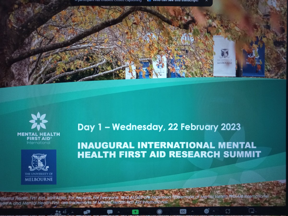 The inaugural International Mental Health First Aid Research Summit is officially underway 🙌 Looking forward to hearing about the fascinating research investigating #MHFA across the globe 🌎 
<a href="/Claire_MHFA/">Dr Claire Kelly</a> <a href="/Amy_J_Morgan/">Amy Morgan</a>