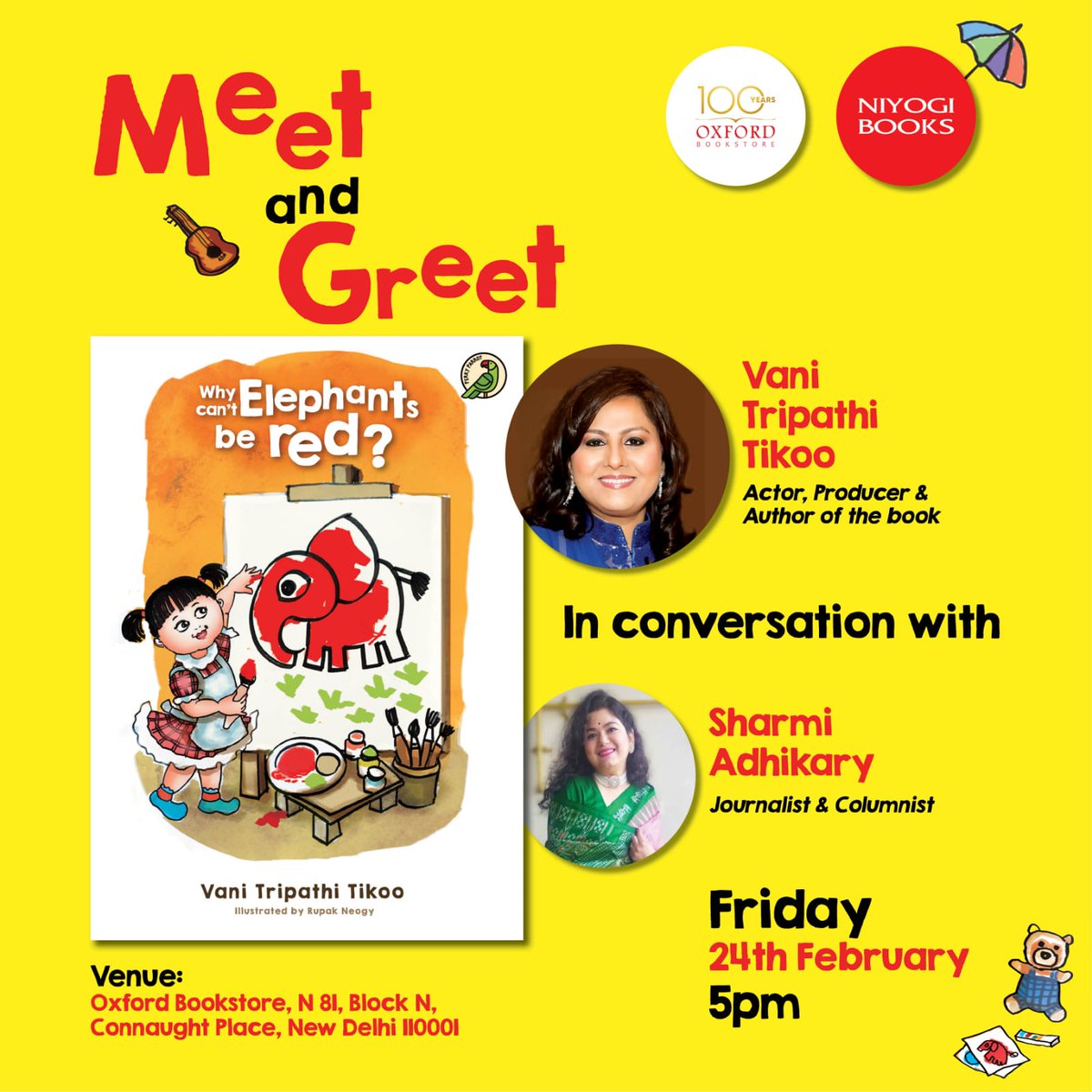 oxfordbookstore's tweet photo. #OxfordBookstore & @niyogibooks invite you to a Meet & Greet session with author Vani Tripathi Tikoo @vanityparty in conversation with Sharmi Adhikary on Friday, 24th February 5 pm onwards at Oxford Bookstore Connaught Place.
#NewBook #BookMeet #ConnaughtPlace #NewDelhi https://t.co/V4t5acO2hg