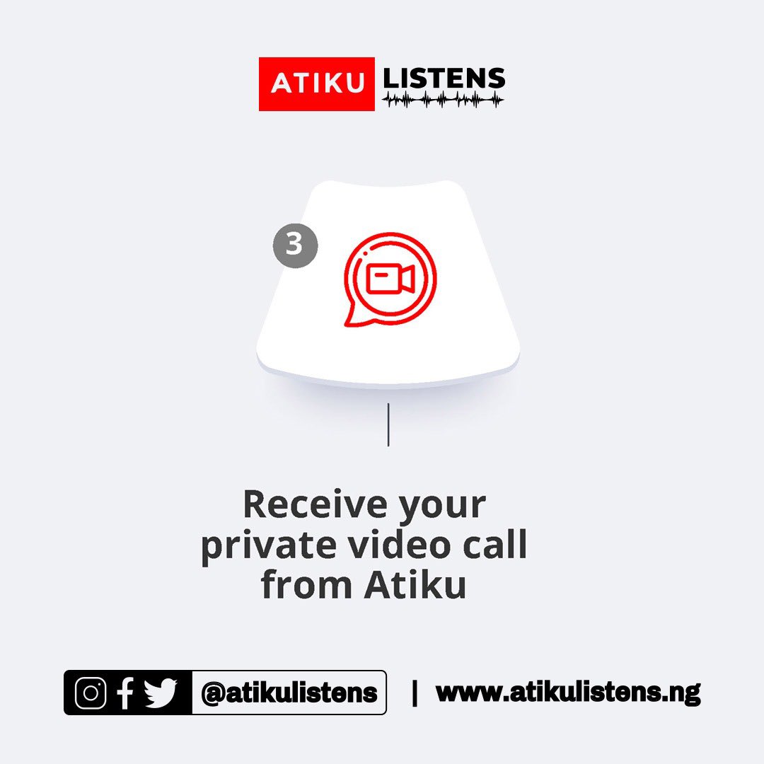 AtikuListens's tweet photo. Follow this step-by-step process to submit that innovative idea you think will help the economy of Nigeria through this channel available.

Submit 👉 https://t.co/rTUI5kwwHP  this idea to have a 2 min video conversation with @atiku #Atikuiswinning
#Atikulistens
#AtikuWillWin https://t.co/gBHBLFBr6s