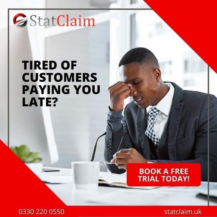 FREE LEGAL SERVICE for struggling companies 

0330 220 0550 

Statclaim.uk 

We recover your unpaid invoices plus late payment compensation 

#invoicechasing #latepaymentcompensation 
#InvoiceManagement #LPC #statclaimuk #legal #legalservices #legaladvice