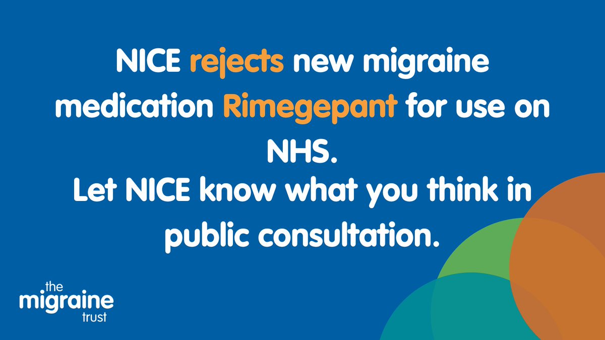 MigraineTrust's tweet photo. 🧵(1/3) 

Unfortunately, NICE is recommending that new migraine medication Rimegepant not be used on the NHS.

We are very concerned about the unnecessary suffering of people with medication overuse headache and those without effective treatment for their #migraine. https://t.co/nPF4NWODg4