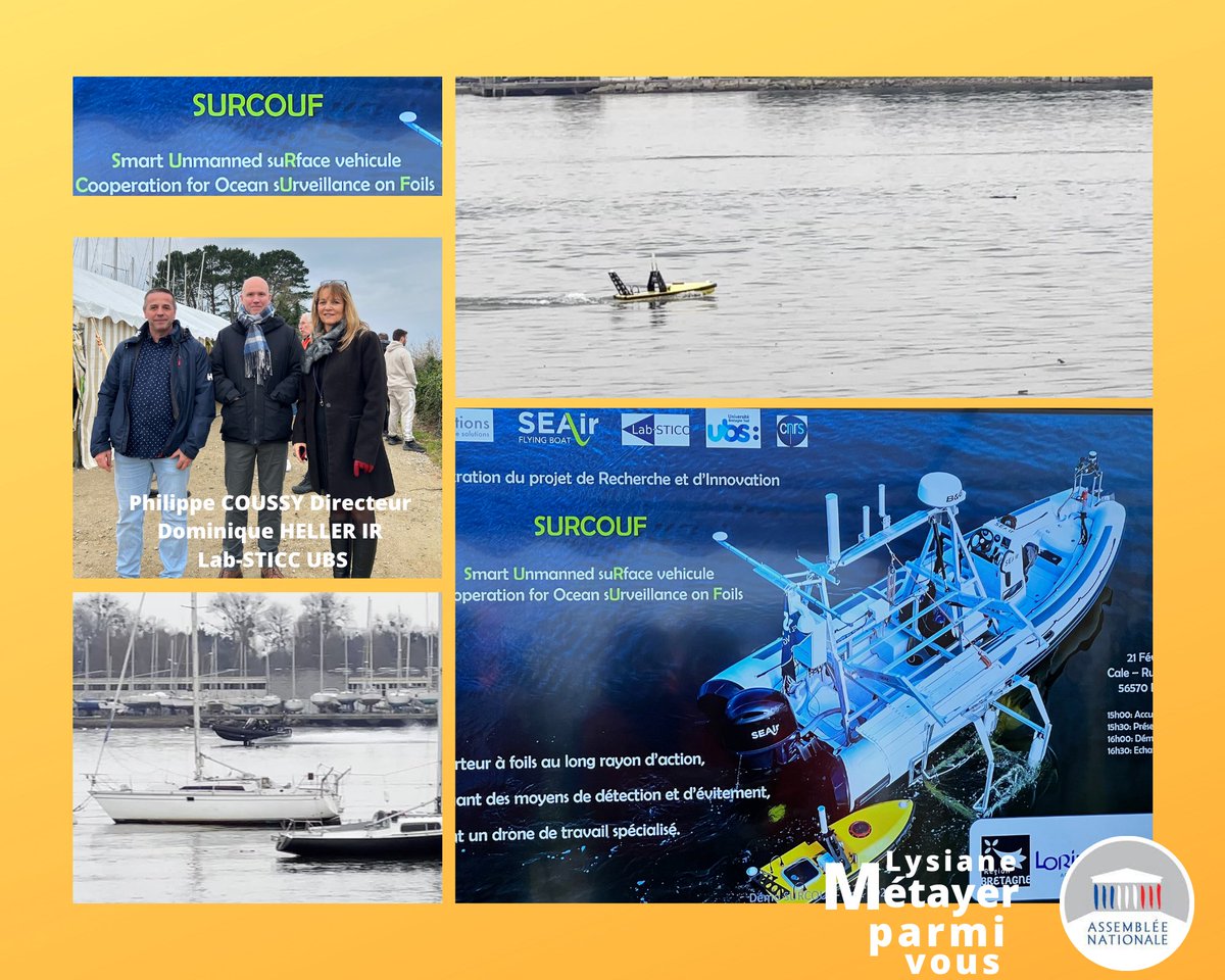 [Sur le terrain]

⚓️ Démonstration du projet de #Recherche et #innovation « surcouf » dans la rade de #Lorient

💡 L’occasion de rappeler l’importance de notre travail sur les #drones et les #foils

🤝 Cela fait aussi le lien avec ma mission sur les fonds marins pour la #defense