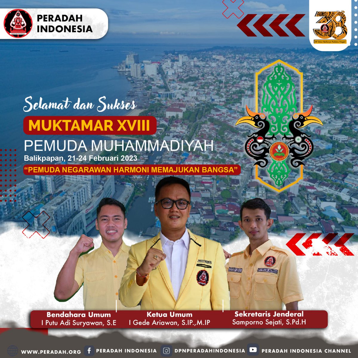Selamat dan Sukses
Muktamar XVIII Pemuda Muhammadiyah.
Pemuda Negarawan Harmoni Memajukan Bangsa.
@pp.pemudamuhammadiyah
<a href="/cak/">CAK</a>.nanto

Selengkapnya tentang peradah
peradah.org.
Facebook: Peradah Indonesia
Instagram: dpnperadahindonesia
Twitter: <a href="/peradah/">Peradah Indonesia</a>

#peradah