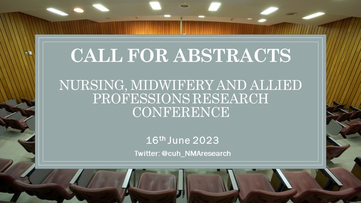 CALL FOR ABSTRACTS- We are now accepting abstracts for Research, Service Evaluation, Audit and Quality Improvement for the 2023 @CUH_NHS NMAP Research Conference. Submit here tinyurl.com/NMAPAbstract Places are booking up fast! Don't forget your free place tinyurl.com/NMAP2023
