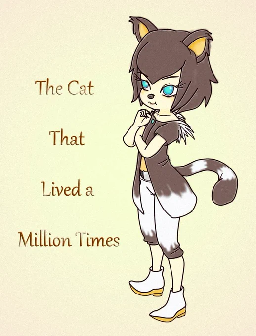 猫の日かぁ…実はこんな擬人化イラストも描いたことあります。有名な絵本の猫。#ねこの日 #100万回生きたねこ 