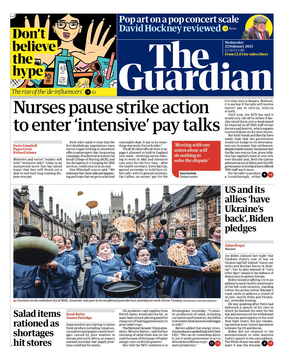 Fantastic to see that the Choristers' #ShroveTuesday #PancakeRace made the @guardian front page! They will be singing Allegri's glorious Miserere Mei for the 5.15pm #AshWednesday Eucharist @WellsCathedral1 today. Do come if you can. @ALK_Hamilton @wellscathschool @_cathedralmusic