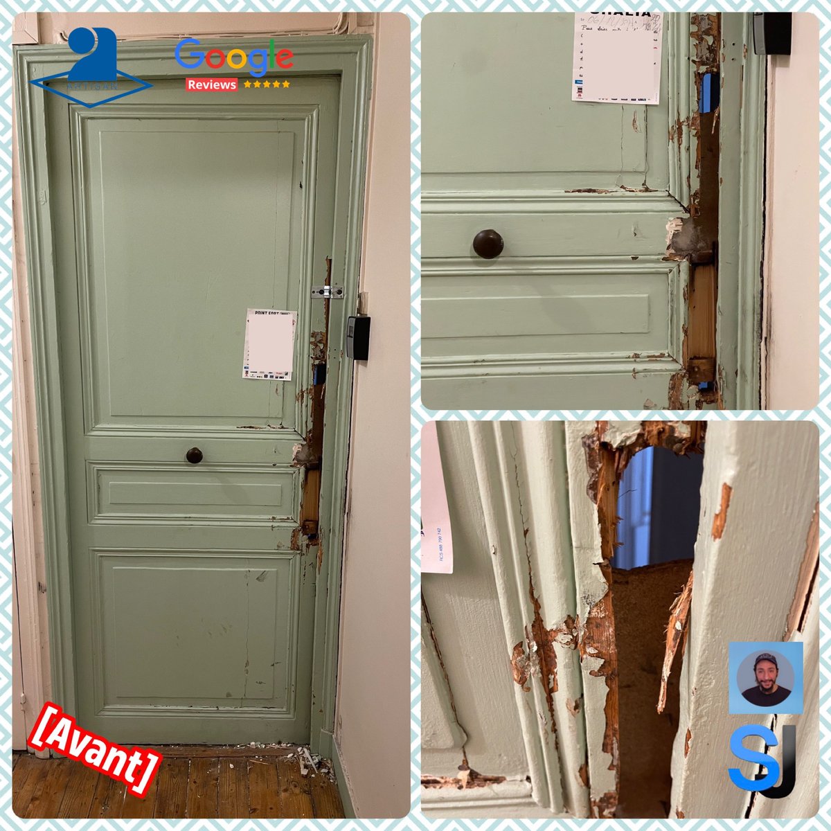 SJ_Batiment's tweet photo. Remise en état de porte palière cassée (suite au passage d’un serrurier malveillant) à Paris 18e (75018) 🗝🔧✨

☎️ 06 60 49 48 66
🖥 https://t.co/UUAtHPicmp
⭐️ 4.9/5 Satisfaction Client [+300 Avis Vérifié]
🏆 Plus de 32 ans d’expériences

#SJBatiment #Serrurier #SerrurierParis https://t.co/qfSnMH1KTl