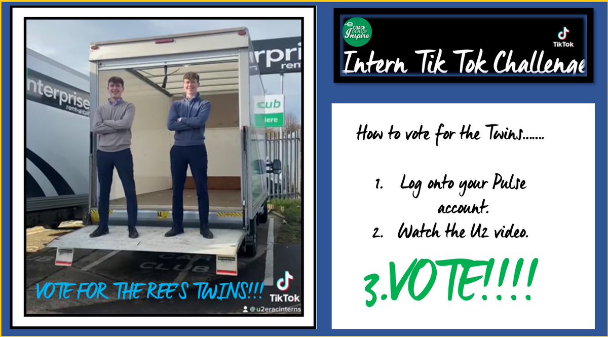 Duncan Rees (@duncanreeserac) on Twitter photo *Attention all Enterprise Employees*
Enterprise employees we need your help!
Me and <a href="/DannyReesERAC/">Danny Rees</a> have reached the UK wide intern Tik Tok video competition respresenting U2!
<a href="/ardalan442/">Andy Homayoon</a> <a href="/SteveWrenU2/">Steve Wren</a> <a href="/Bswallow27/">Brian swallow</a> @SWDevelopmentU2 <a href="/MGeracu2talent/">U2Development</a> <a href="/DannyReesERAC/">Danny Rees</a> *Attention all Enterprise Employees*
Enterprise employees we need your help!
Me and <a href="/DannyReesERAC/">Danny Rees</a> have reached the UK wide intern Tik Tok video competition respresenting U2!
<a href="/ardalan442/">Andy Homayoon</a> <a href="/SteveWrenU2/">Steve Wren</a> <a href="/Bswallow27/">Brian swallow</a> @SWDevelopmentU2 <a href="/MGeracu2talent/">U2Development</a> <a href="/DannyReesERAC/">Danny Rees</a>
