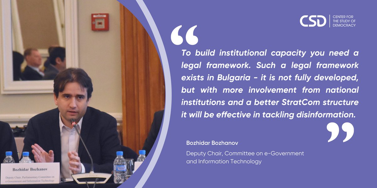 🗣️ Bozhidar Bozhanov, Deputy Chair, Committee on e-Government and Information Technology, National Assembly at "Building Resilience to Foreign Authoritarian Disinformation in Southeast Europe".

Follow us live: youtube.com/live/Wys3JqUN1…