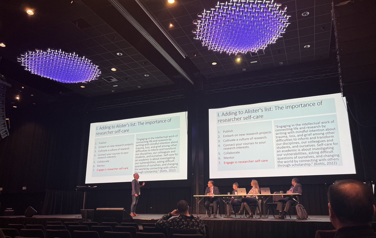 Dr. Robert Kohls reminding us to engage in researcher self care. #wrab2023