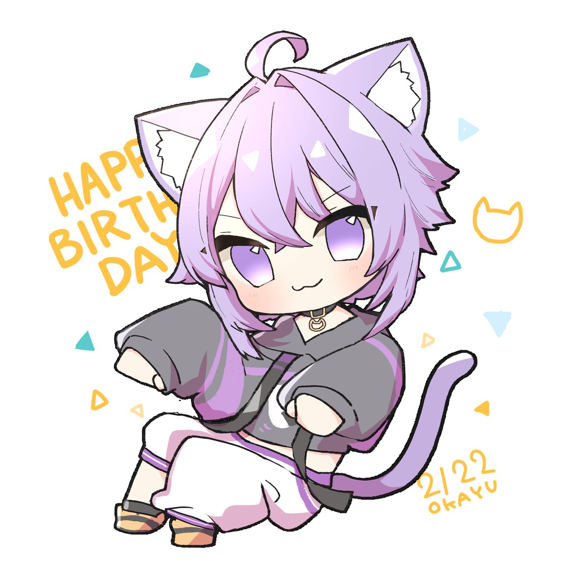 nekomata okayu 1girl animal ears cat ears tail purple hair solo cat tail  illustration images