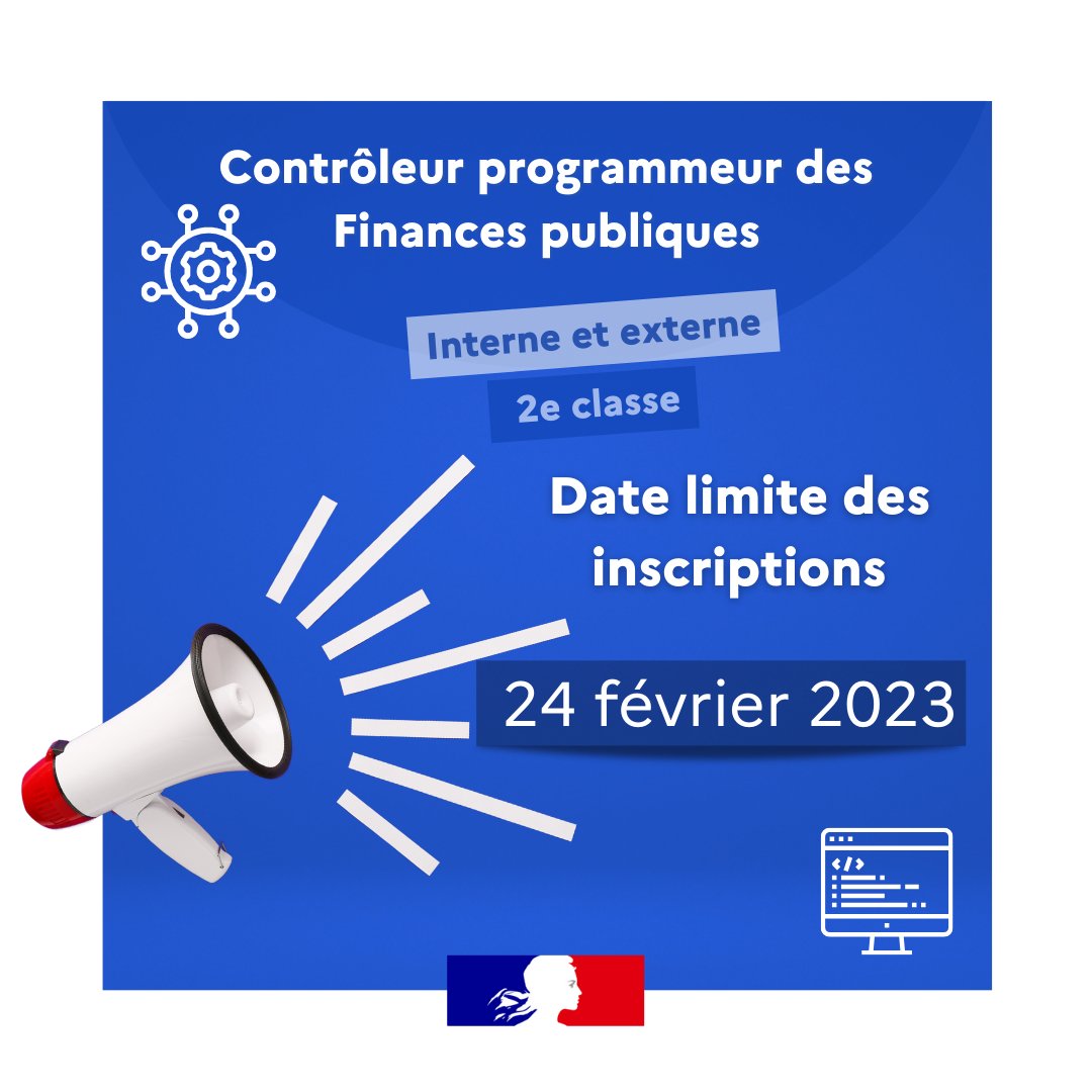 ENFiP_officiel's tweet image. ⁉️Pas encore inscrit(e)s⁉️
📅 Vous avez jusqu&apos;au 👉 2️⃣4️⃣février👈 pour vous inscrire au concours de contrôleur #programmeur de la @dgfip_officiel !
Plus d&apos;informations➡️ economie.gouv.fr/recrutement/co…
#inscription #concours #informatique #DGFiP #FinancesPubliques #ChoisirLeServicePublic