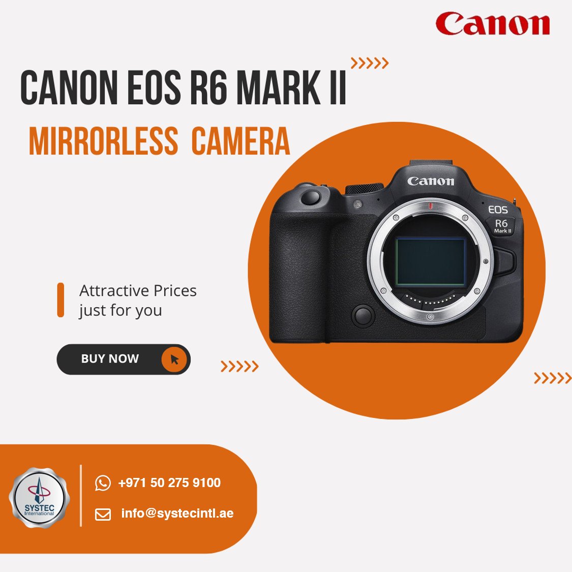 Matching strong photo performance with apt video capabilities, the Canon EOS R6 Mark II is a versatile mirrorless body for the multimedia creator.  
#systecinternational #canon #canoneos #eosr6 #eosr6markii #mirrorlescamera #canoneor6markii #canonmarkii #canonr6ii