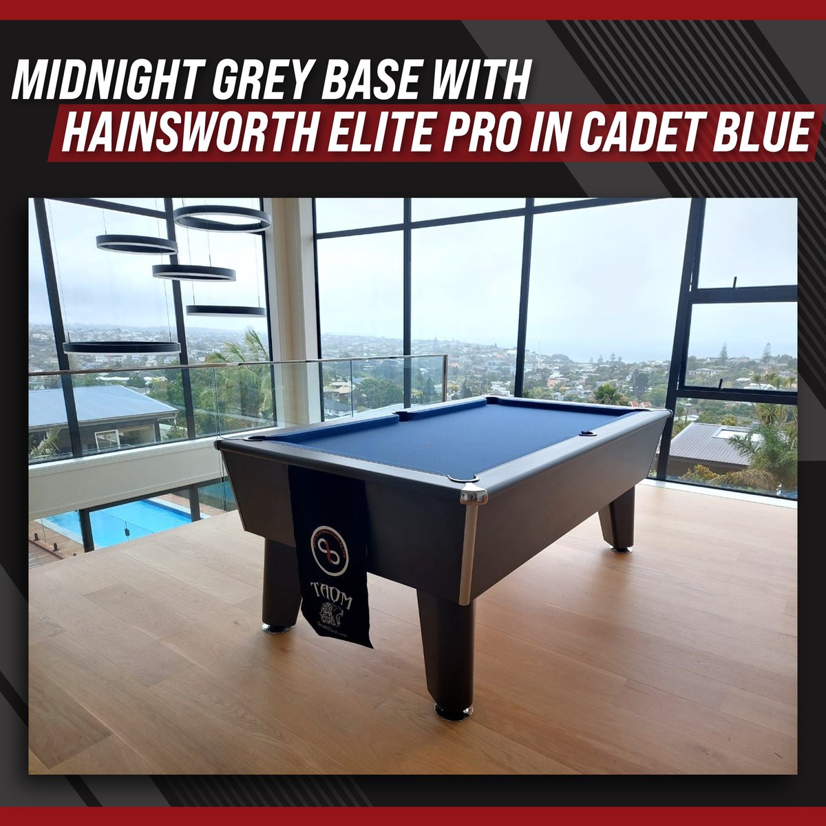 Check out this stunning Blackball Table sent in by one of our New Zealand-based customers!😍🌏

What a great choice! The midnight grey base with the Hainsworth Elite Pro in cadet blue perfectly complements the modern interior🏢👏

View our range here: bit.ly/3ZdMn2Z