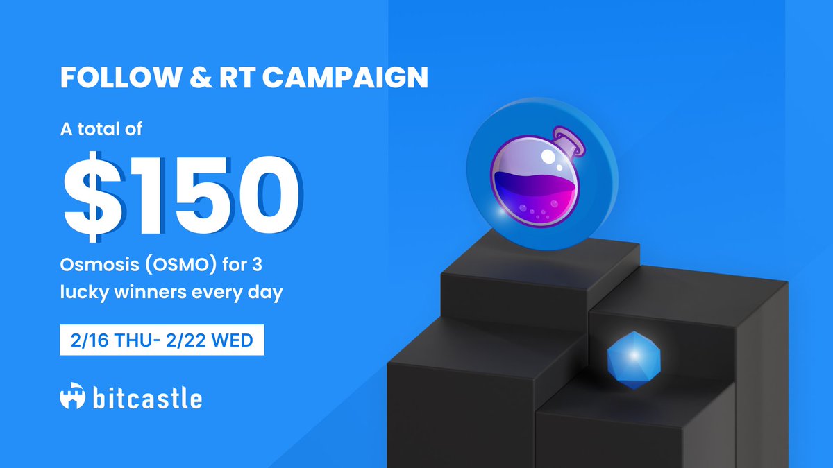 bit_castle's tweet photo. 😭🔥LASTDAY😭🔥
Follow RT Campaign💙🔁
／
🎁2 winners will get $50 #Osmosis（ $OSMO ) 🧪
$100 OSMO will be given to one person who quoted RT!
＼
✅Follow us
🔁RT this post

#bitcastle　
#Crypto　
#Cryptocurrency
#Airdrop 　
#airdrops
#AirdropCrypto
#Giveaway
#Giveaways https://t.co/mc2o3e2W7F