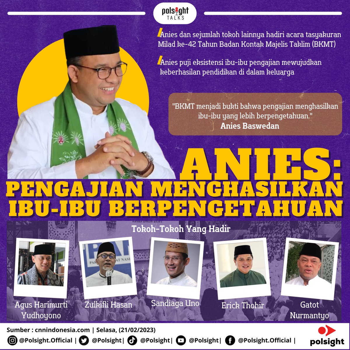 polsight's tweet photo. Anies mengatakan selama 42 tahun usianya, BKMT telah menjadi bukti bahwa pengajian menghasilkan ibu-ibu yang lebih berpengetahuan.
#aniesbaswedan #pengajian #majelistaklim #ngaji #emakemak #keluarga  #islam #ahy #sandiagauno #zulkiflihasan #erickthohir #gatotnurmantyo #politik https://t.co/3Y32TYLFam